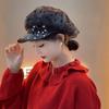 Женская шляпа Весна Осень Новое Поступление Шляпа Черная Сетка Точка МодаСамая Легкая для Сочетания Кепка с Козырьком Уменьшение Лица Восьмиугольная Шляпа Художник