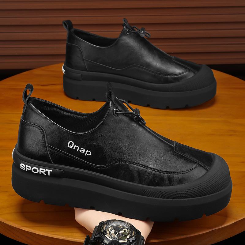 Мужская обувь 2025 года, новая весенняя ретро-тенденция в британском стиле, износостойкая кожаная поверхность, водонепроницаемая, повседневная, на выход, кожаная обувь с одной педалью