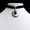 Gothic Velvet Moon Bag Necklace with Teardrop Stone