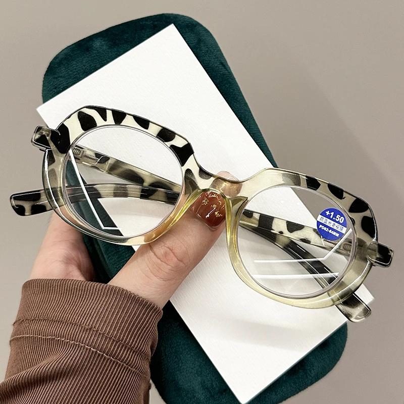 Spring Leg Pc Frame Presbyopia Glasses Retro Large Oval Reading Glasses For Elderly Blocking Blue Light Presbyopia Eyeglasses