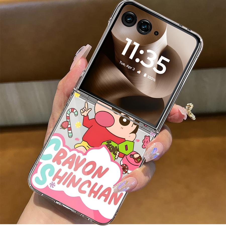 Cartoon Crayon Shin Chan Case for Motorola Razr 50/60 60 Ultra 50 50Ultra Soft Clear Phone Cover Luxury Funda