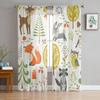 Forest Cartoon Animals Fox Bunny Owl Deer Sheer Curtains for Living Room Decoration Window Curtains Kitchen Tulle Voile Curtains
