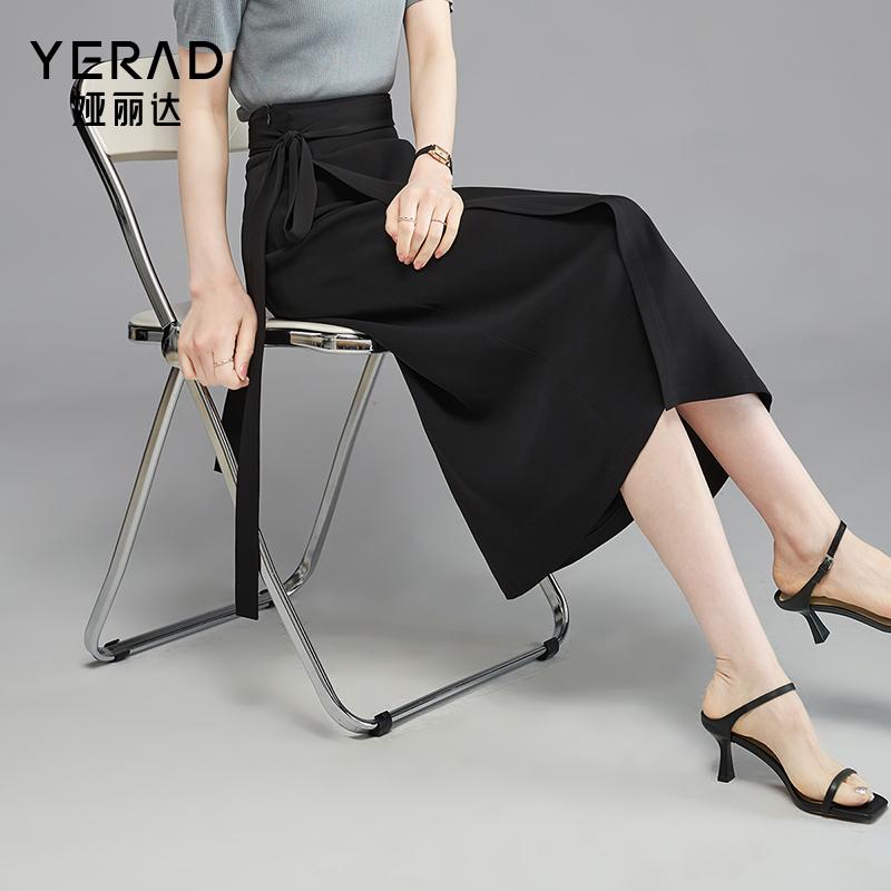 Elegant temperament, high waisted skirt, lightweight and versatile for commuting, mid length straight tube skirt for women