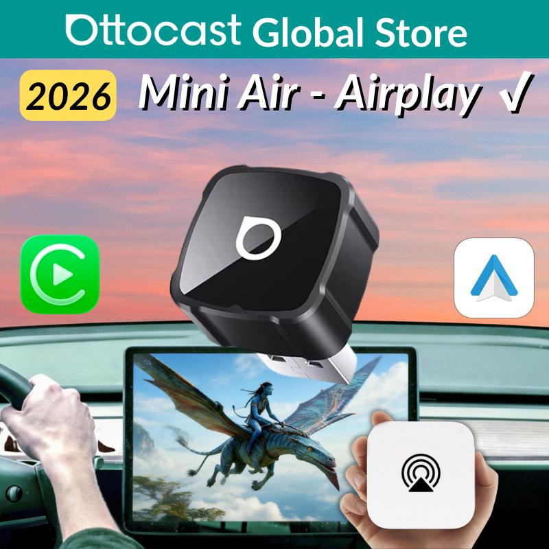 Ottocast Mini Air Wireless CarPlay Android Auto AirPlay Adapter 3 in 1 Plug and Play Wireless Mirroring For Youtube Tiktok IPTV uyt3