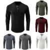 And Winter Half Open Neck Men'S T-Shirt Solid Color Long Sleeve T-Shirt Casual Bottomed Shirt