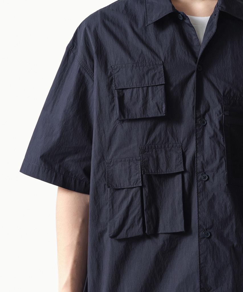 MUSINSA STANDARD [City Leisure] Cn Oversized Multi-Pocket Short Sleeve Shirt [Navy]