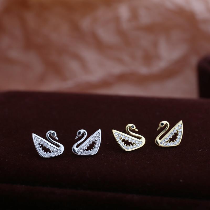 Серьги-лебеди с бриллиантами для женщин, легкие, роскошные, универсальные, модные, свежие, корейские, элегантные и высококачественные серьги
