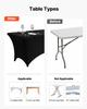 3 Pack Table Cloth for 6FT Rectangular Fitted Events, Wrinkle-Resistant Stretch Black Table Covers, Washable Spandex Tablecloth Protector, for Party,