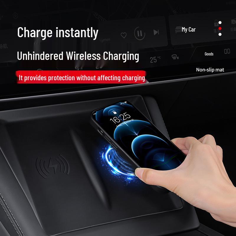 Беспроводная зарядка Tesla Model 3 Противоскользящая силиконовая подставка для центральной консоли