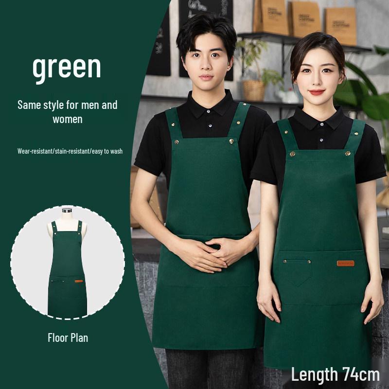 Waterproof & Oil-Proof Waist Apron with Logo for Coffee Shop, Milk Tea Restaurant, and Catering Waiters - Women's Design