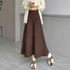 Knitted Skirt Female Autumn and Winter Swing Skirt Mid-length High-waisted Skirt