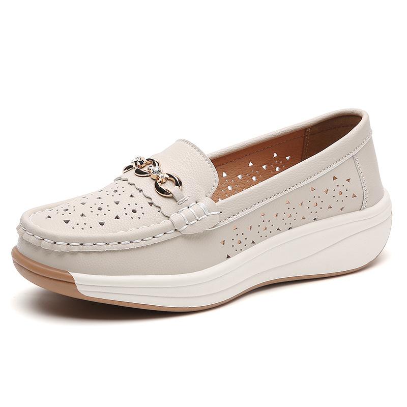 Летние новые мокасины на полой платформе женские с круглым носком спортивные повседневные туфли-лодочки Zapatos Mujer 2024 туфли на танкетке мокасины