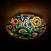 Mosaic Crafted Multicoloured Round Pattern Glass Ceiling Light