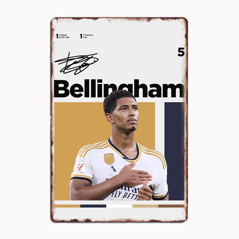 Джуд Беллингем Футбол Спорт Игрок Плакаты Металлический Знак Плакат Гараж Комната Кинотеатр Гостиная Пользовательские Жестяные Винтаж Домашний Декор