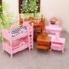 Doll Mansion Furniture Set Miniature Dressing Table Bunk Bed Bedside Table Dolls Bedroom Accessories for Kids Pretend Play