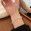 Geometric Small Piece Sterling Silver Bracelet Female Ins Sexy Design Smile Thick S925 Bracelet Light Luxury