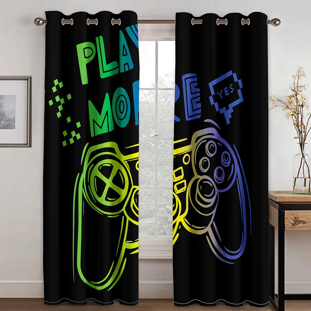 Lightening Game Cool Gamepad Switch Boy Window Curtains Blinds For Living Room Kids Bedroom Bathroom Cuicten Door Home Decor2Pcs