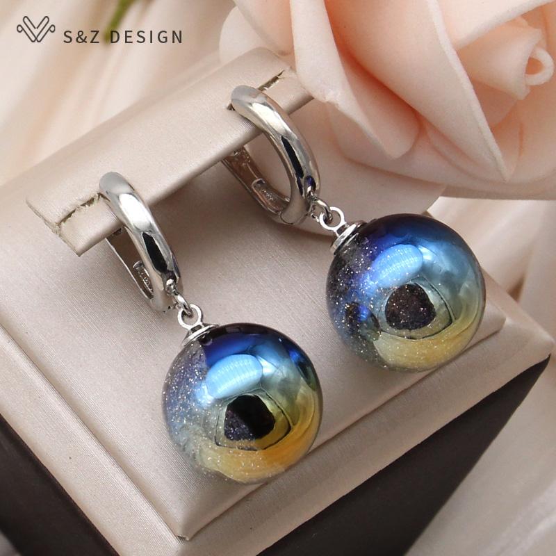 Модные круглые двухцветные бусины серьги-подвески для женщин свадебный темперамент розовое золото цвета ювелирные изделия