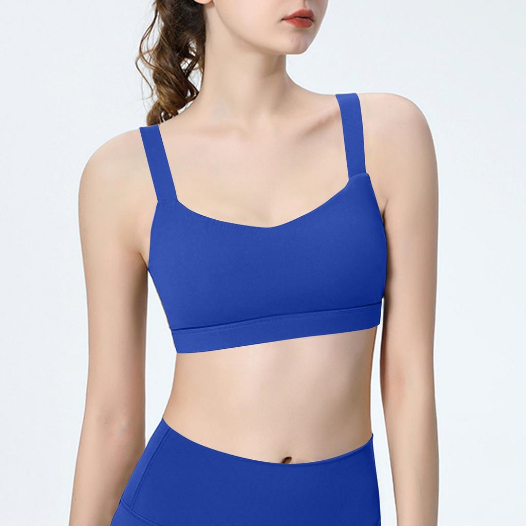 Women's Y Back Sports Bra - Padded Low Impact Spaghetti Thin Strap Workout Yoga Top