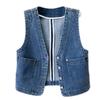 Spring Autumn Women's Short Denim Vest Jacket Single Breasted Korean Slim Casual Jeans Waistcoat