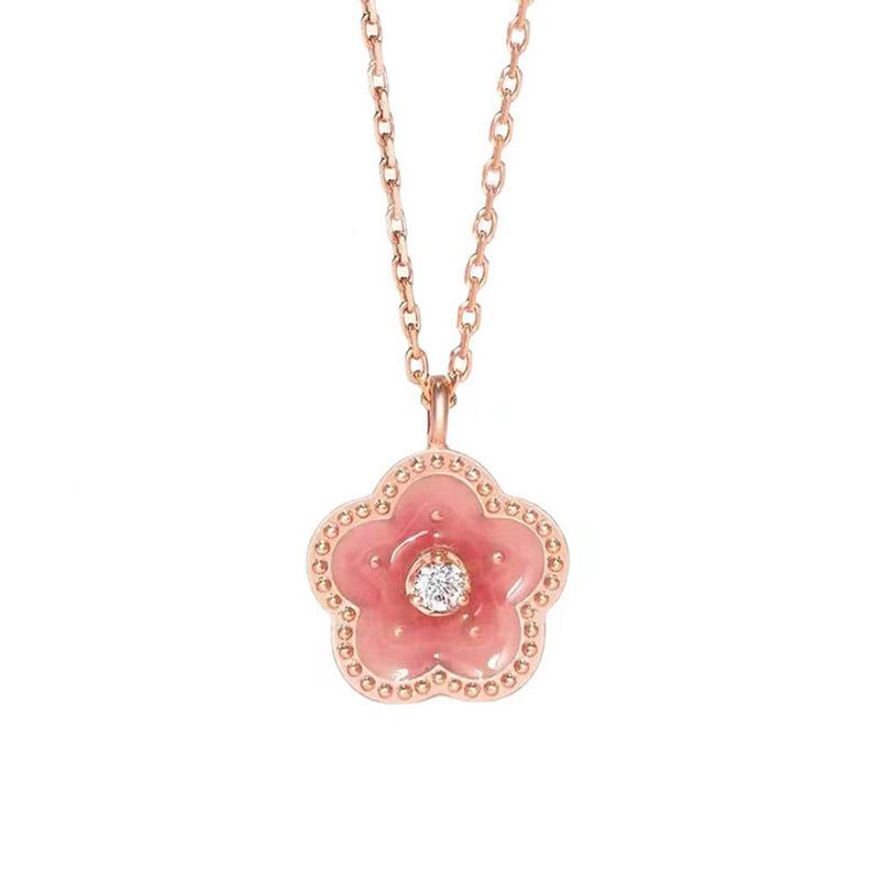 Sweet Pendant Necklaces Fairy Pink Flower Clavicle Chain For Women Gift