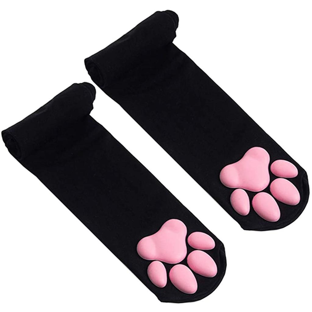 BEA Thigh High Socks Pink Thigh High Socks Cute Cat Paw Pad Socks