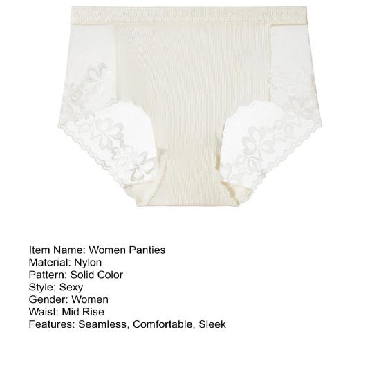 Sexy Lace Underwear for Women Mid Rise Seamless Floral Lace Sheer Briefs Stretchy No Show Hipster Panties