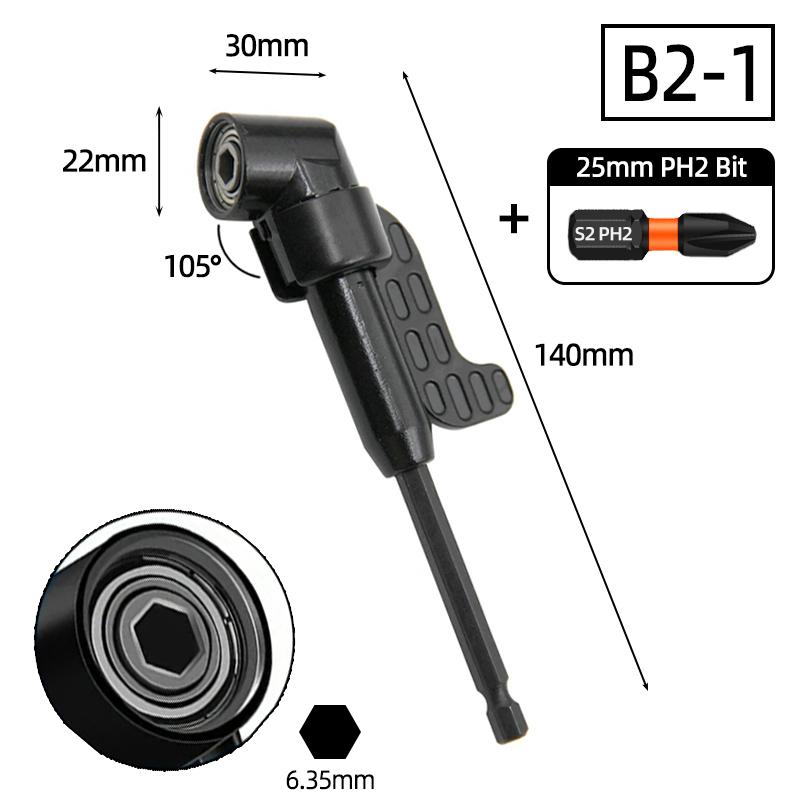 Переходник-головка с углом 105 градусов 1/4 дюйма Удлинитель Шестигранная насадка для дрели Регулируемый держатель для отвертки Шлицевой Phillips Электроинструменты Ручные инструменты