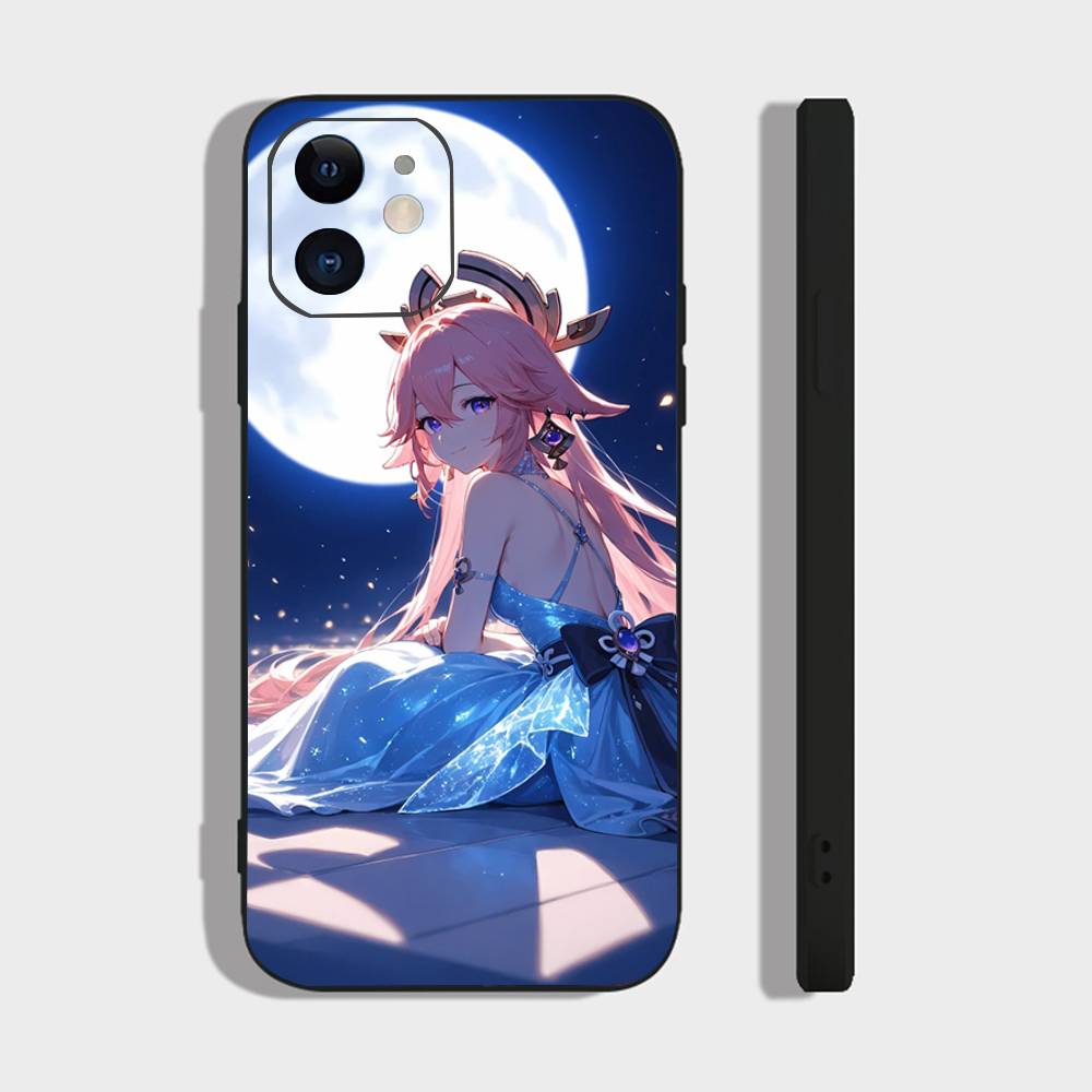 Чехол для телефона Yae Miko Animation Game G-Genshin I-Impact Для IPhone 17 Air 16 15 14 13 Pro Max 11 12 Черный Силиконовый Чехол