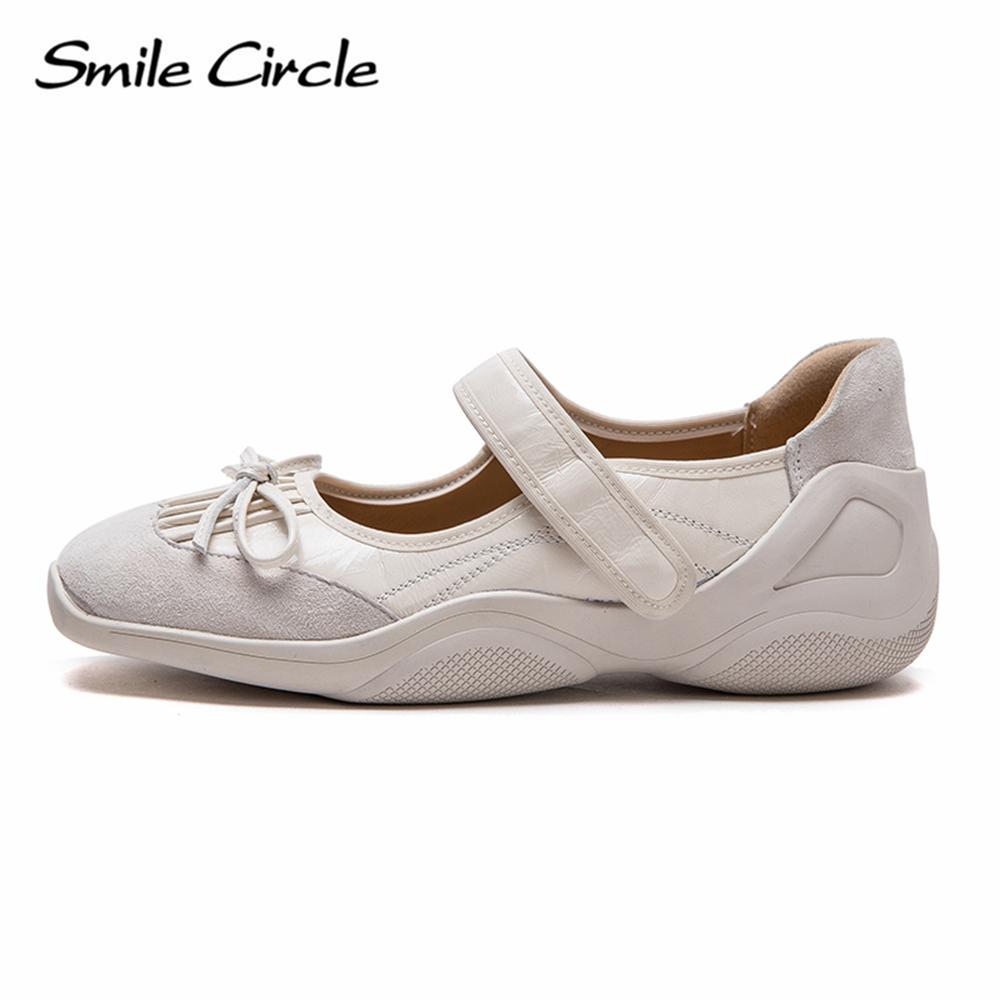 Женские туфли Мэри Джейн из натуральной кожи с круглым носком и пряжкой на толстой подошве, модные повседневные балетки