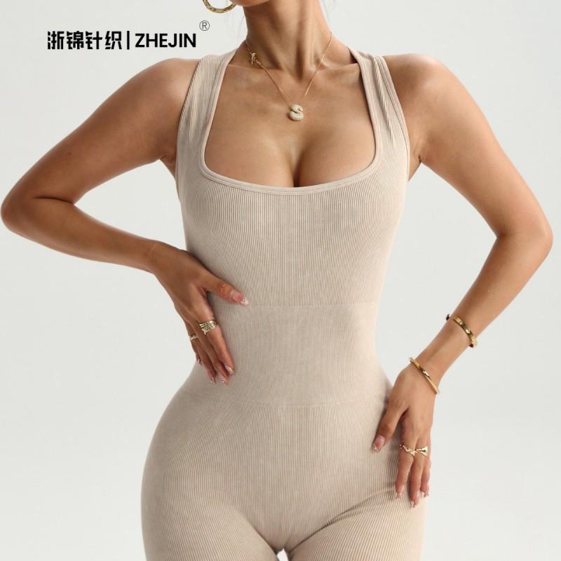 High Elasticity Sleeveless Sports Bodysuit Yoga Workout Fitness With Moisture Wicking Backless Design