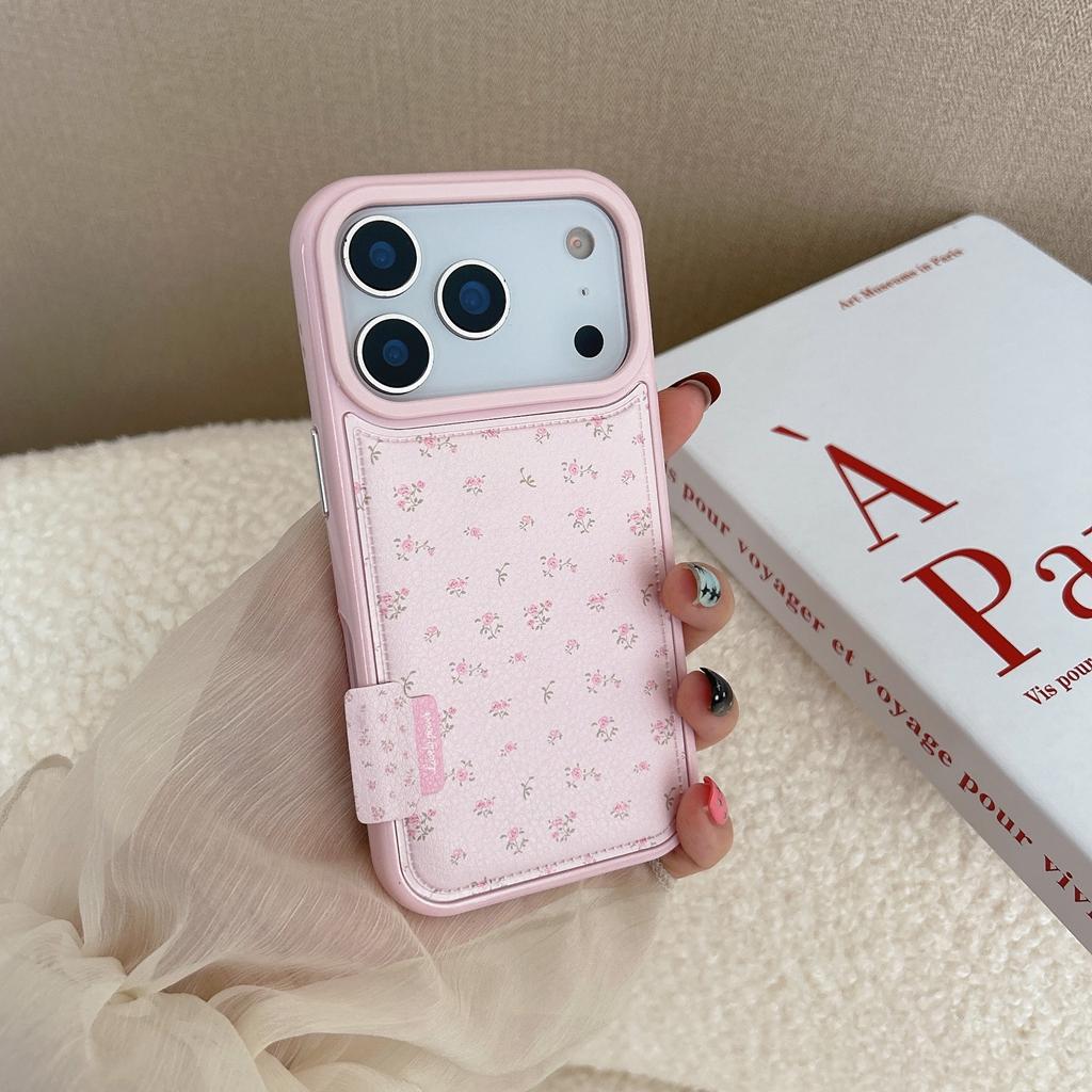 Серия 'Нежные Романтичные Цветы' Однотонный Кожаный Ударопрочный Защитный Чехол для Телефона для iPhone 17 16 15 14 Pro Max