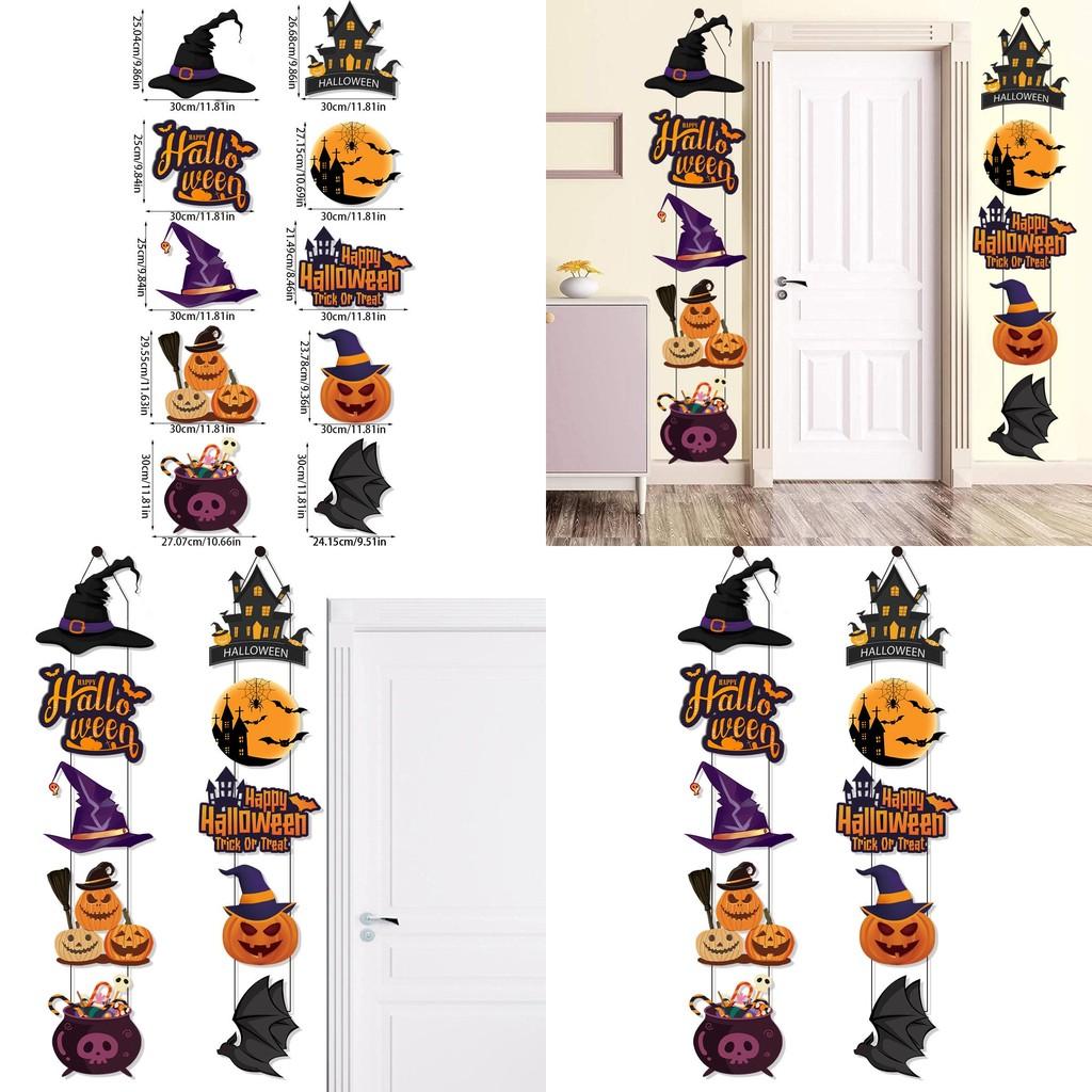 Halloween Festive Door Decoration With Bat Pumpkin Door Hanging For Scene