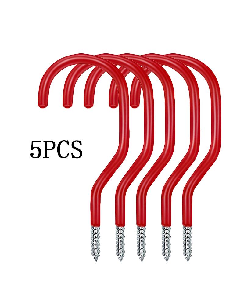 3-12Pcs Heavy Duty Bike Hook Black And Red Multi Purpose Metal Screw Hooks For Ladders Hoses Ropes Garden Tools Farmhouse