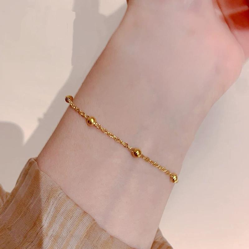 Stainless Steel Temperament Multi Layer Beads Bracelet for Women Classic Charm Anklets Bangle Lucky Jewelry Gift Colorfast