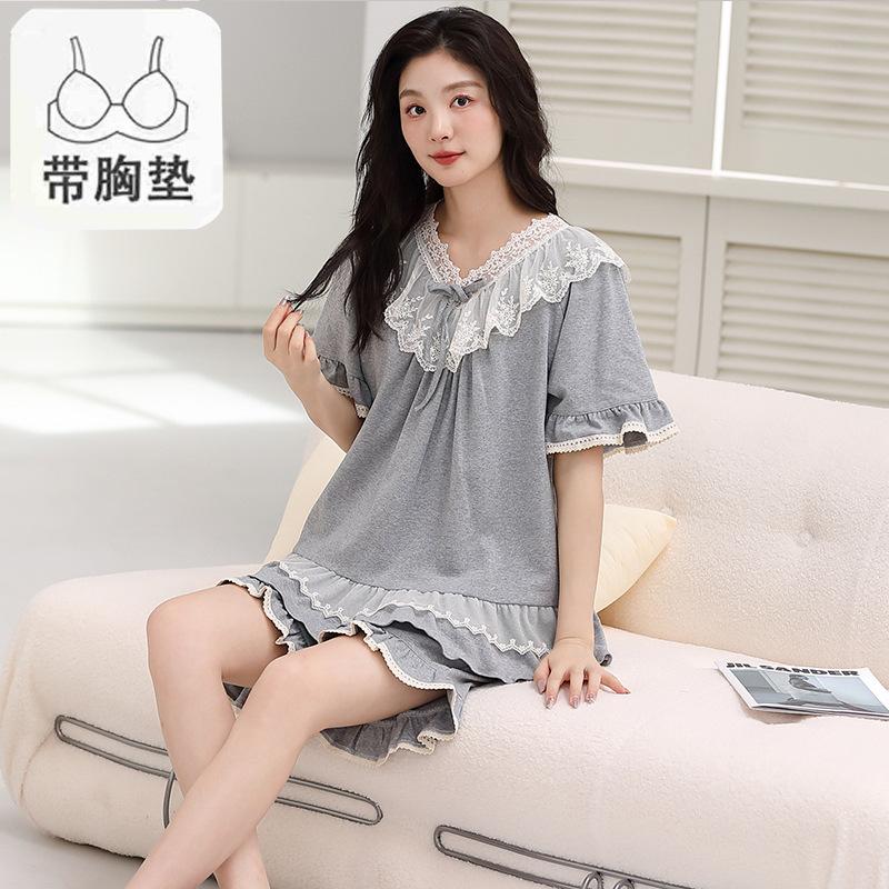 Пижама женская из чистого хлопка с короткими рукавами, студенческий пуловер с рисунком из хлопка, корейская версия, женская домашняя одежда