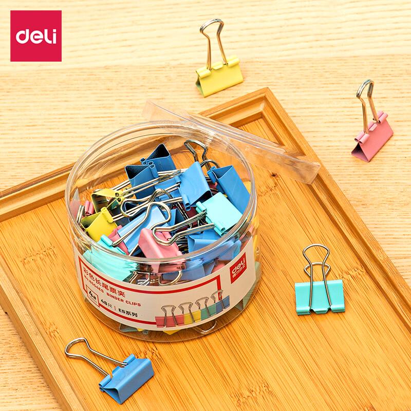 Deli 25mm Colorful Binder Clips (5 Tubes, 48 Pcs/Tube)
