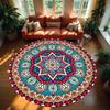 Boho Mandala Print Round Rug Bedroom Carpet Living Room Nonslip Floor Mat Sofa Table Rugs for Home Decor Girls Room Rug
