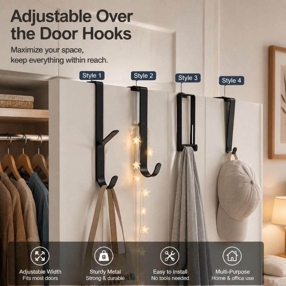 Multi-Purpose Door Coat Hangers Metal Curve Partition Hooks Practical Over The Door Hooks Home