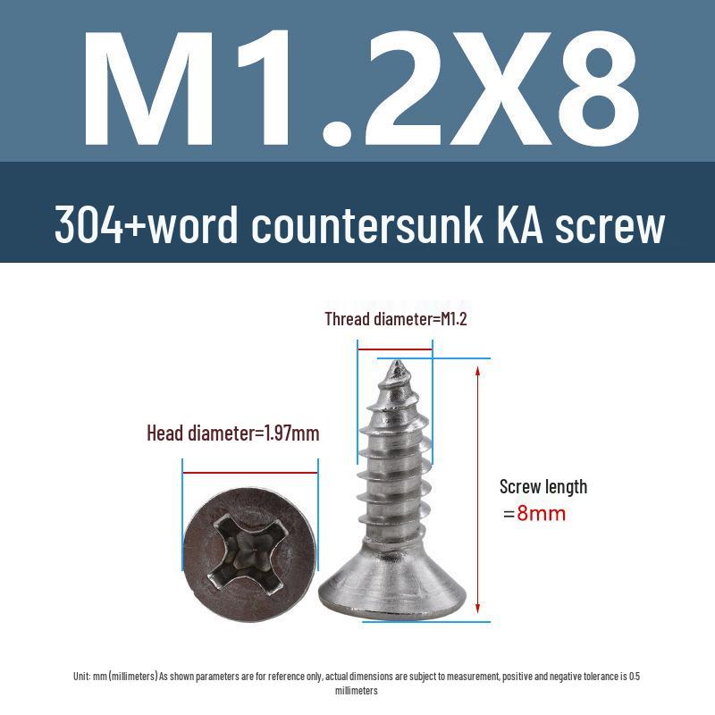 Yigu 304 Stainless Steel Phillips Flat Head Self-Tapping Screws M1-M2.5