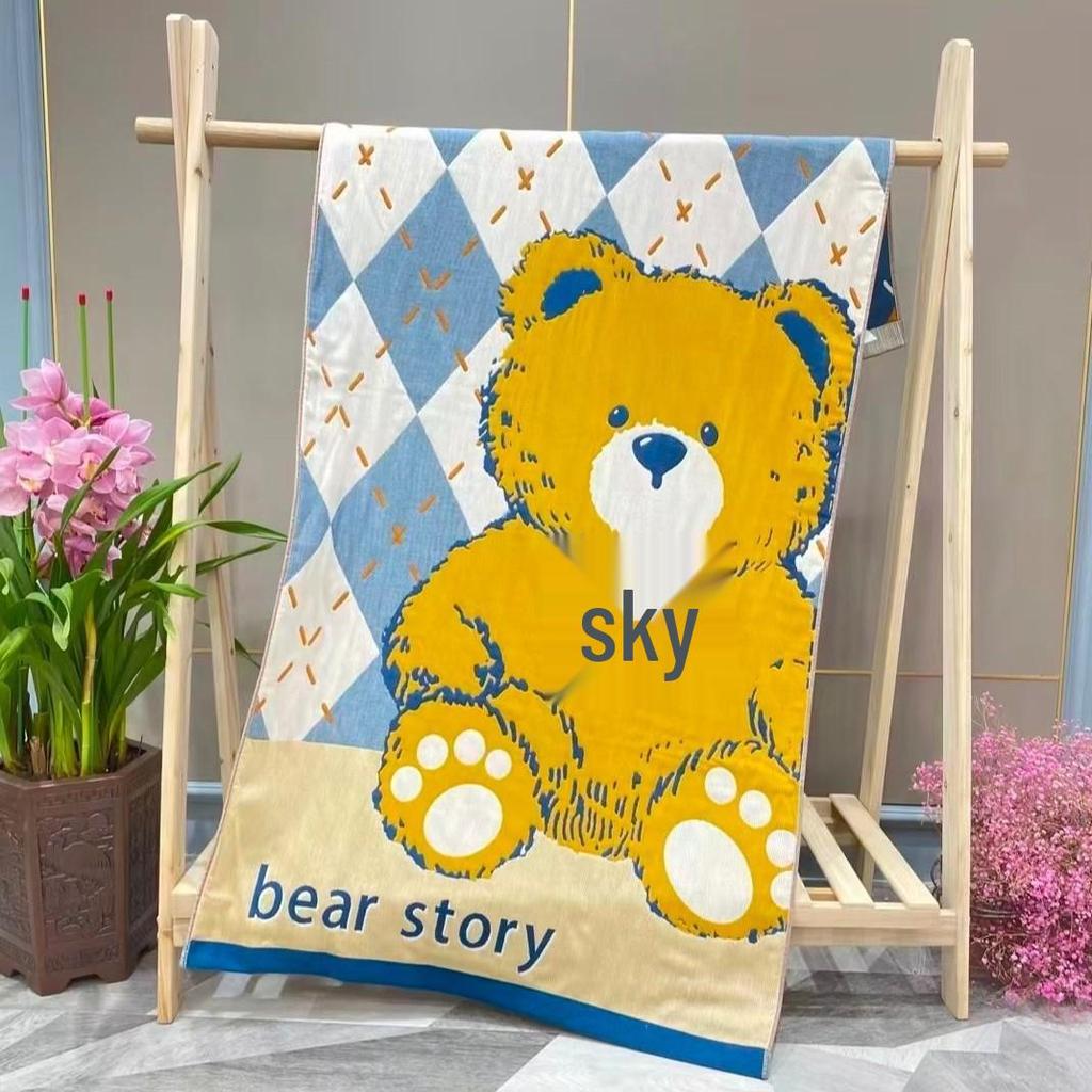 Extra Large Cotton Gauze Cartoon Bath Towel - Soft, Quick-Drying for Adults & Kids