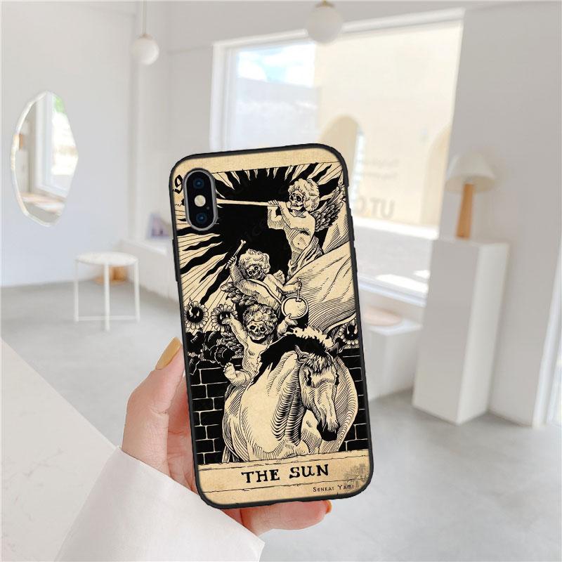 LO93 Witch Divination Tarot Moon Soft Shell Phone Case for iPhone 16 15 14 13 12 Pro Max Plus Mini