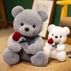 Bear with Roses Plush Toy Soft Bear Stuffed Doll Romantic Gift for Lover Home Decor Valentine's Day Gifts for Girls