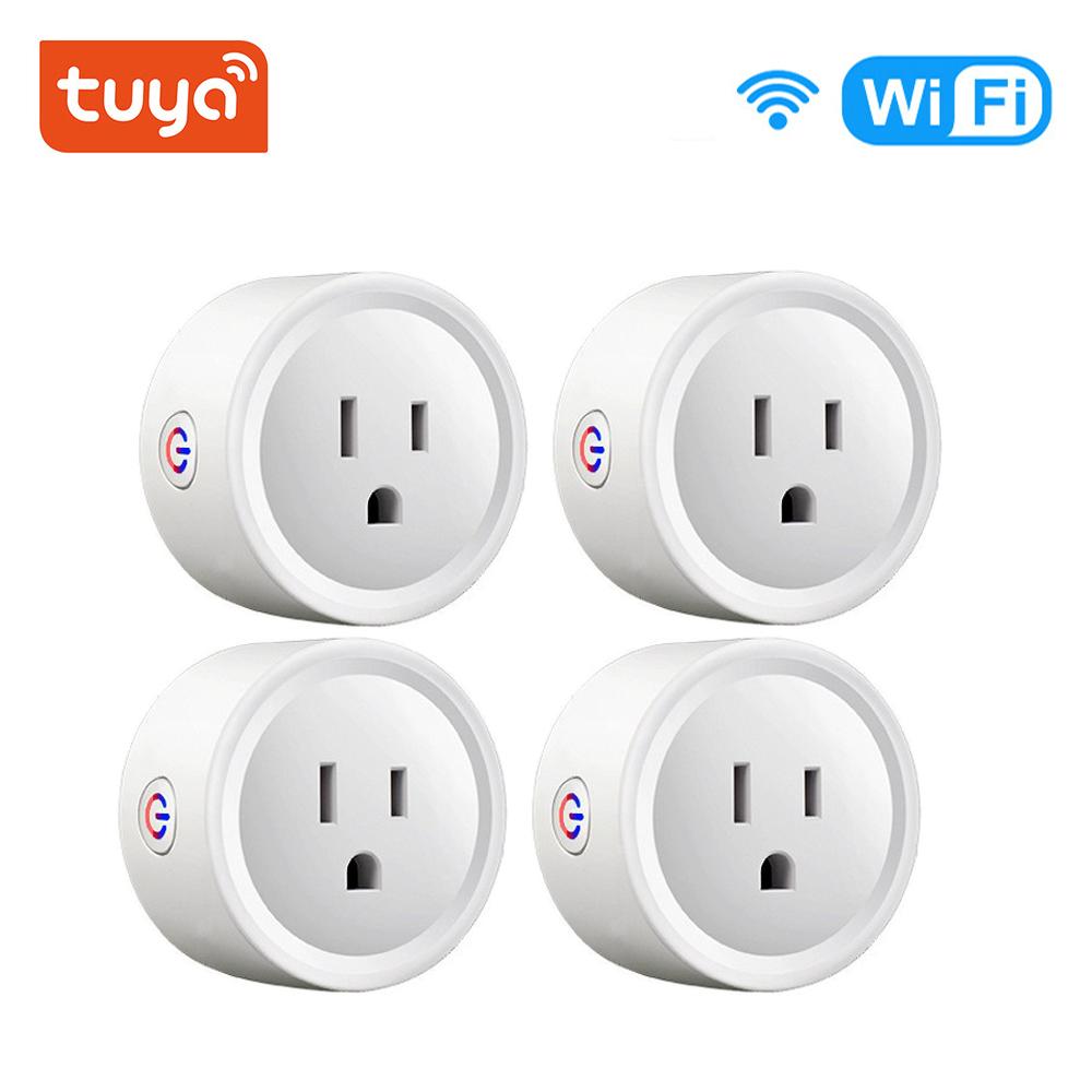 Умная вилка Tuya, Wi-Fi розетка Us 10a, розетка Smart Life, функция синхронизации, голосовое управление, работает с Alexa Google Assistant