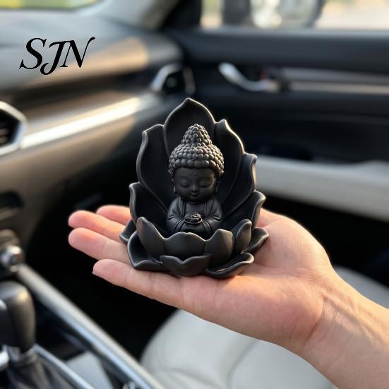 Unique Creative Gift for Family 3D Printed Mini Buddha Statue on Lotus, Sitting Figurine, Calming Desk Ornaments Zen Spiritual Ornament Car Dashboard,