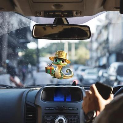 Милый автомобильный кулон 2025 Новый змеиный подвесной орнамент Рождественская елка Новогоднее украшение со шнурком Украшение для дома