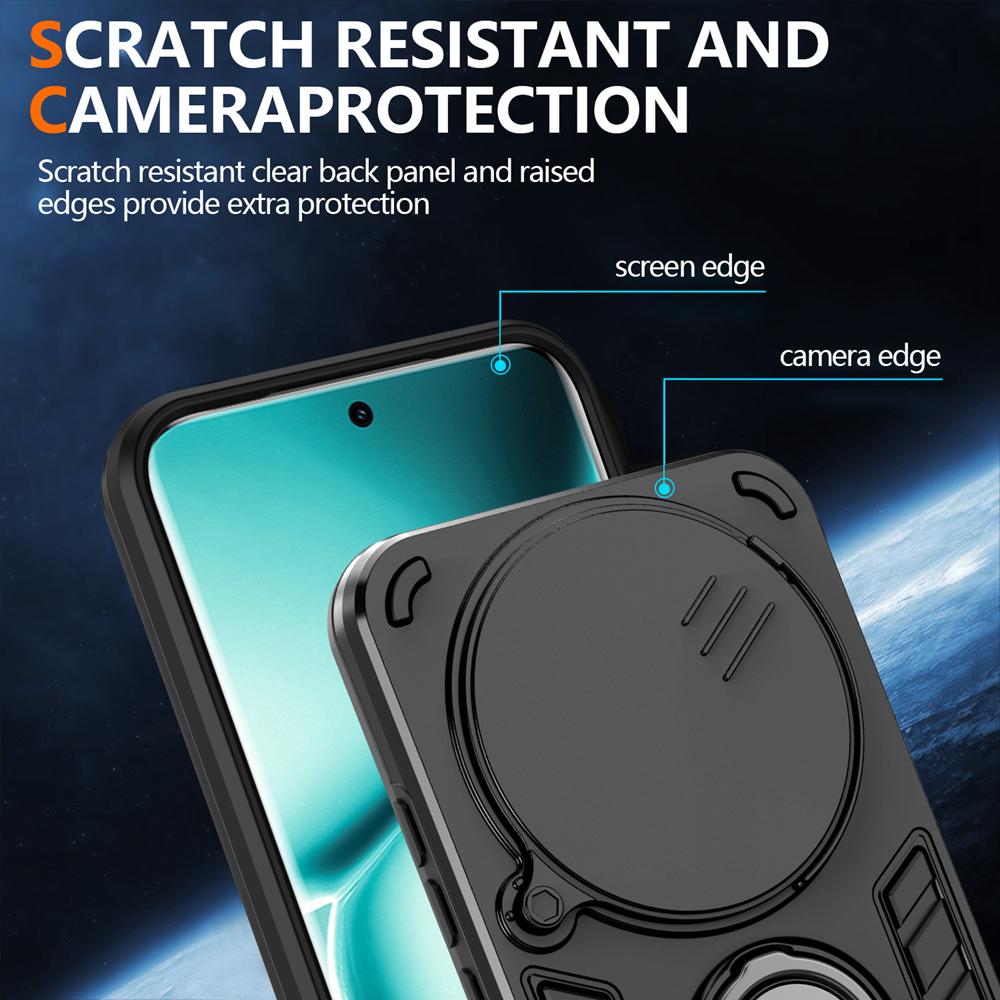 KEYSION Ударопрочный чехол-подставка с кольцом-держателем для Redmi Note 15 Pro+ 5G, чехол для телефона со шторкой для защиты объектива камеры для Redmi Note 15 4G 5G