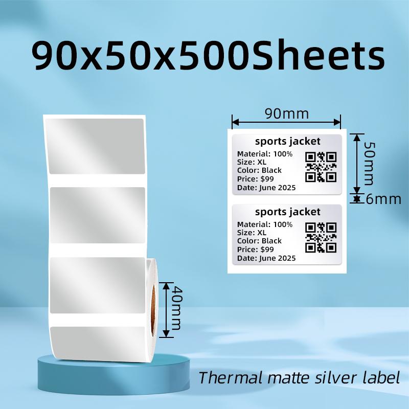 Direct Factory Customized PET Thermal Matte Silver Adhesive Labels-Waterproof Tear-Resistant Oil Proof Free Promotion Grocery