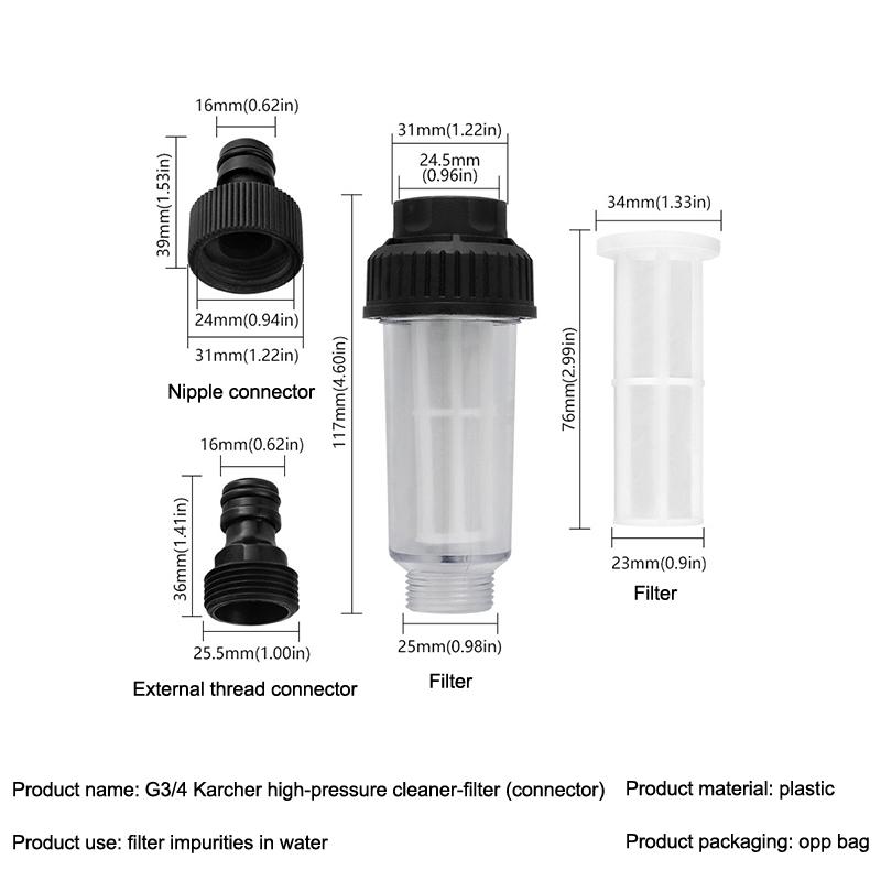 Фильтр для воды для мойки высокого давления K2 K3 K4 K5 K6 K7 G3/4'' 175Psi Фильтры для воды Аксессуары для автомобильной мойки высокого давления