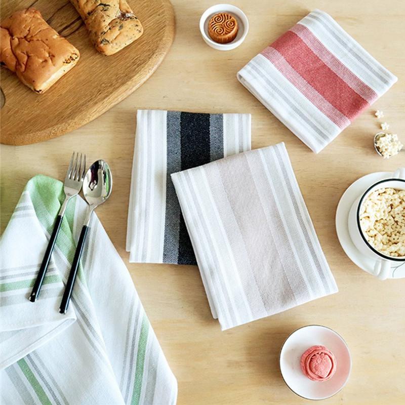 1Pc 45x65cm Woven Cotton Classic Striped Table Napkin Kitchen Tea Towel Scouring Pad Dishwashing Cloth
